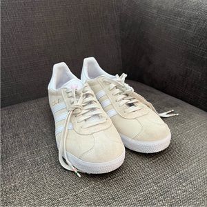 Beige and White Adidas Gazelle